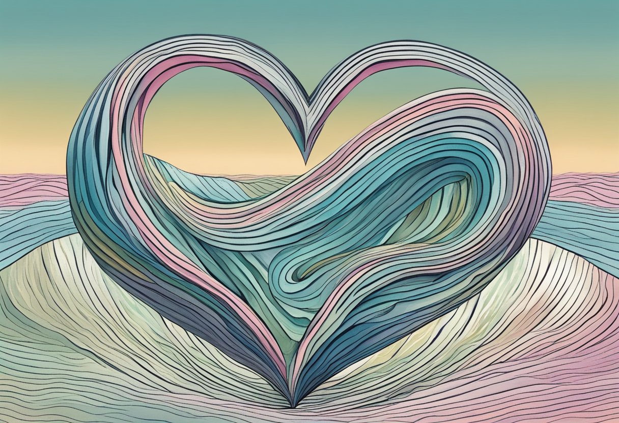 A heart-shaped object pulsates rhythmically, surrounded by waves of discomfort