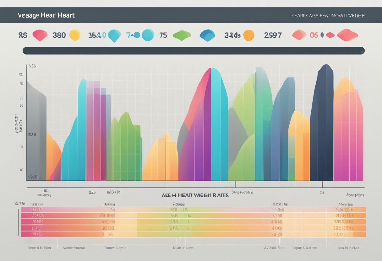 A chart showing average heart rates by age and weight