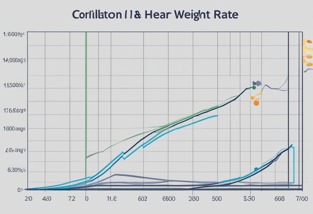 A graph showing the correlation between age, weight, and average heart rate