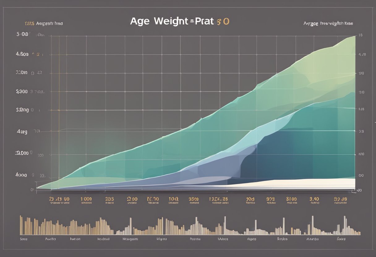 A chart with age and weight categories, displaying average heart rates