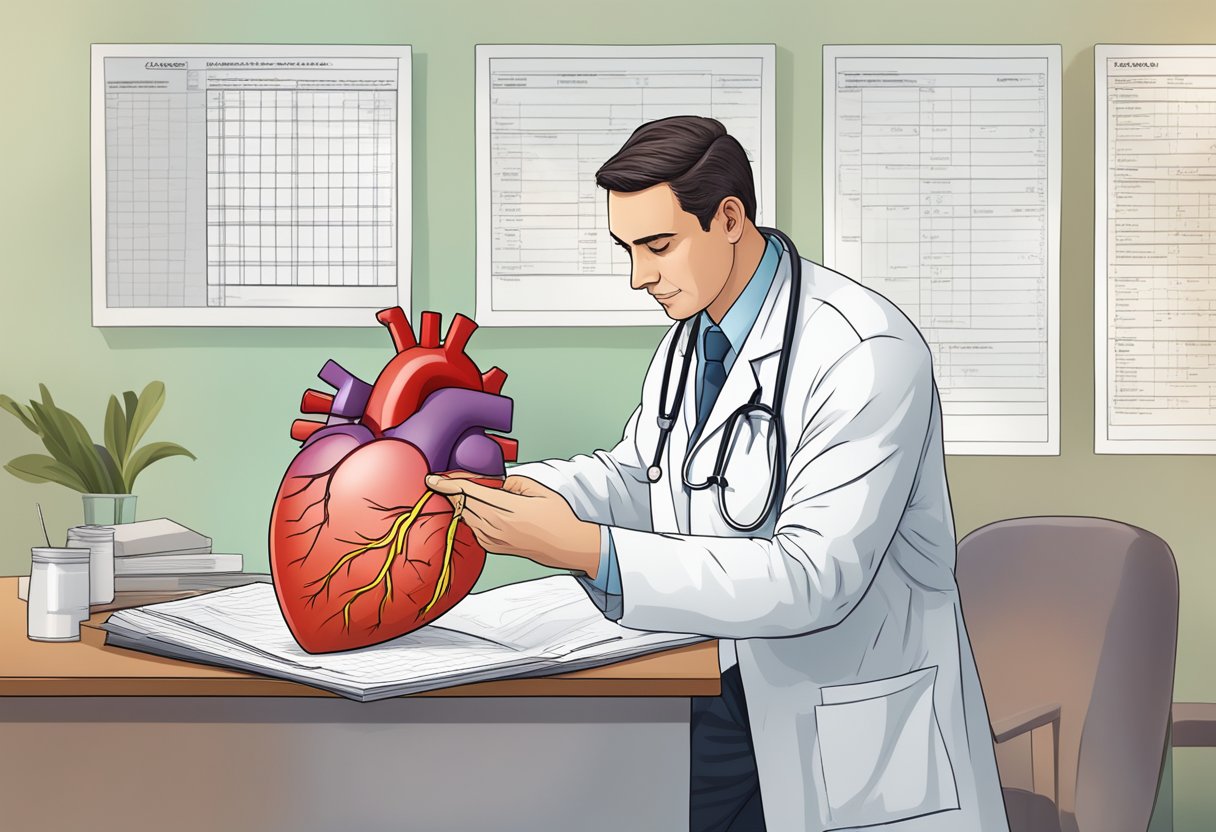 A doctor reviewing a list of reversible causes of complete heart block