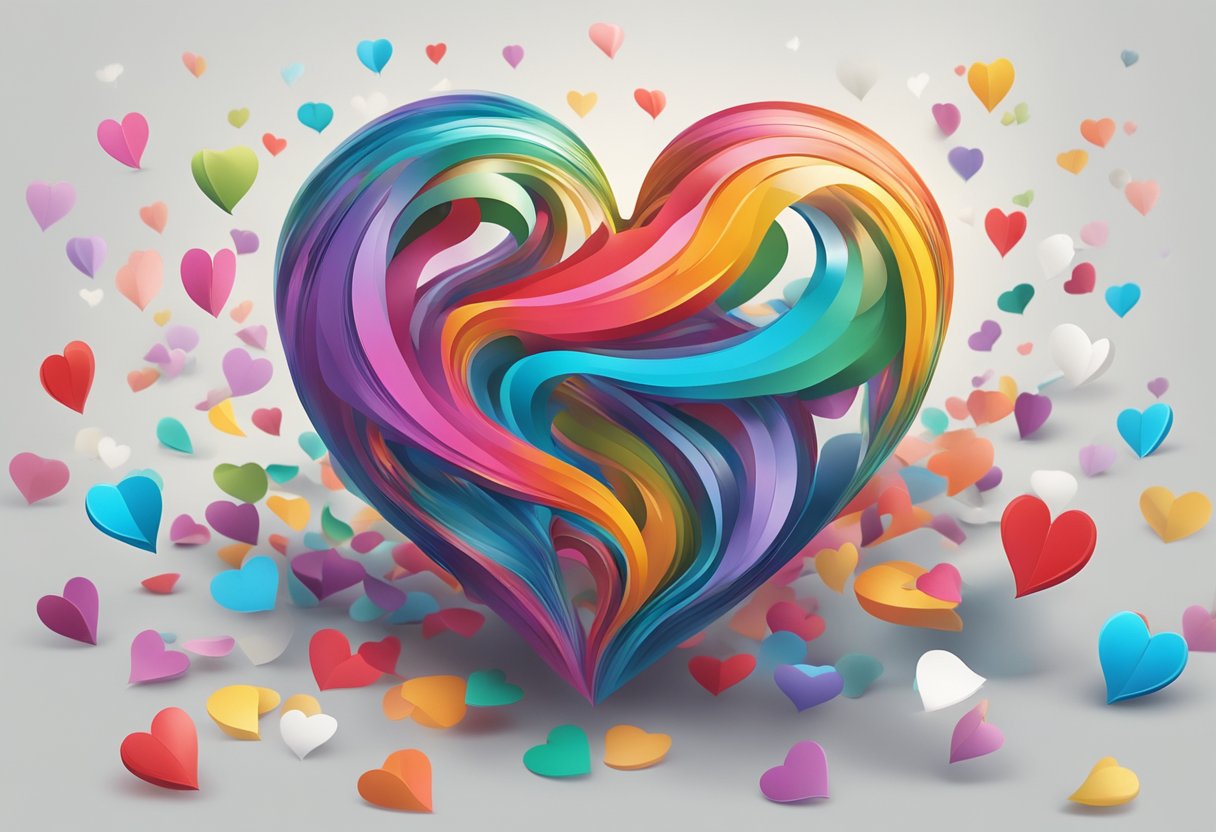 Heart-shaped object falls to the ground amidst swirling questions