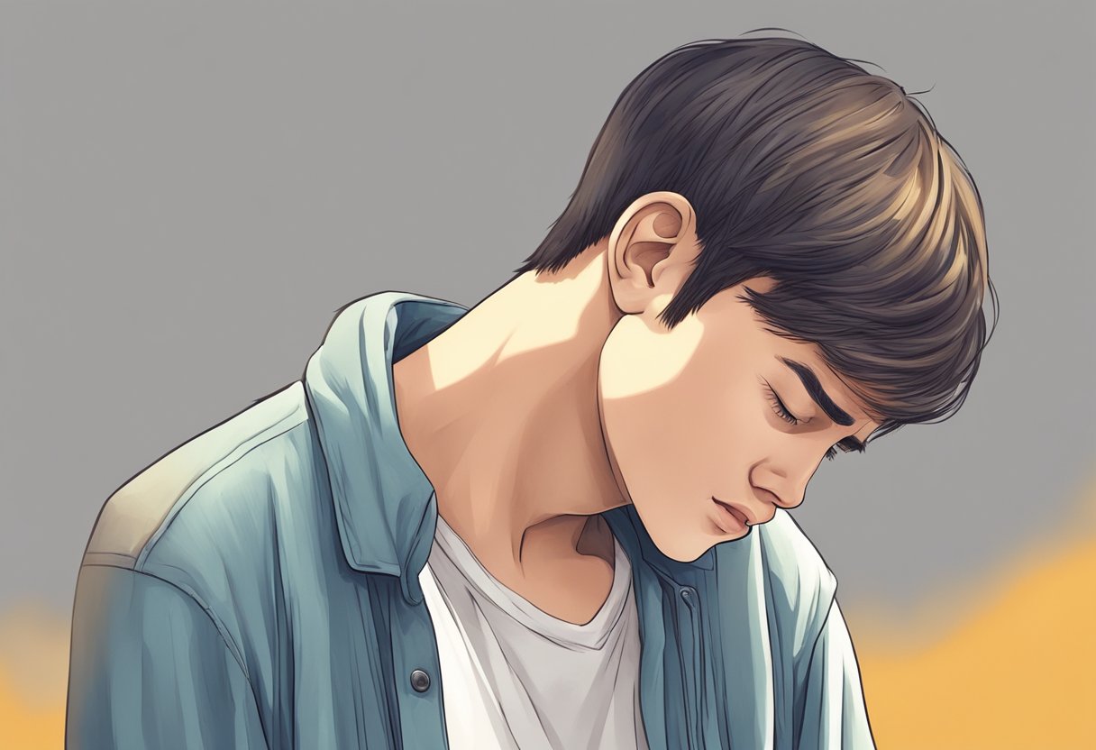 A teenager clutching their chest, shortness of breath, sweating, and feeling dizzy