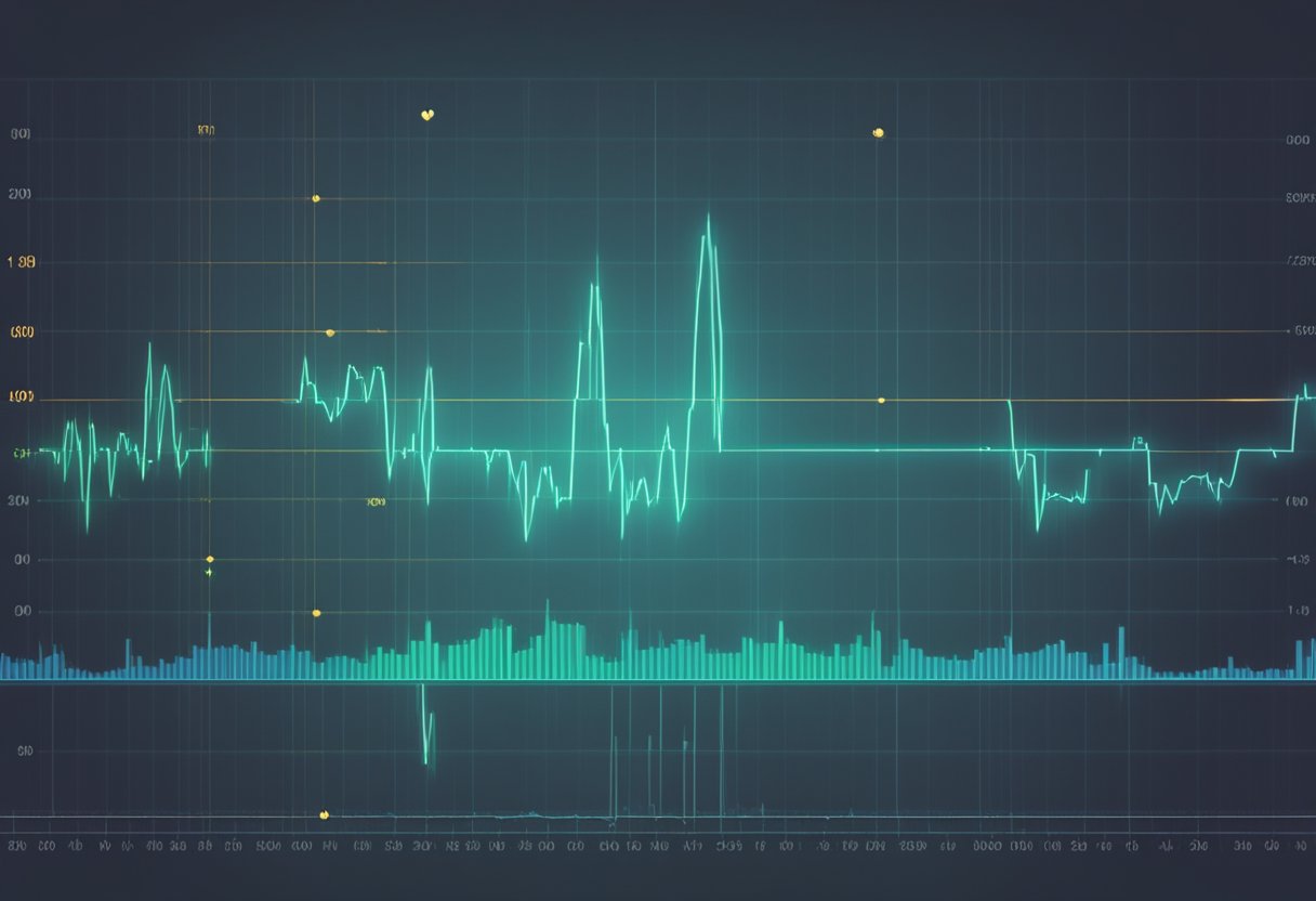 A heart rate monitor displays a steady, regular pulse at a normal bpm