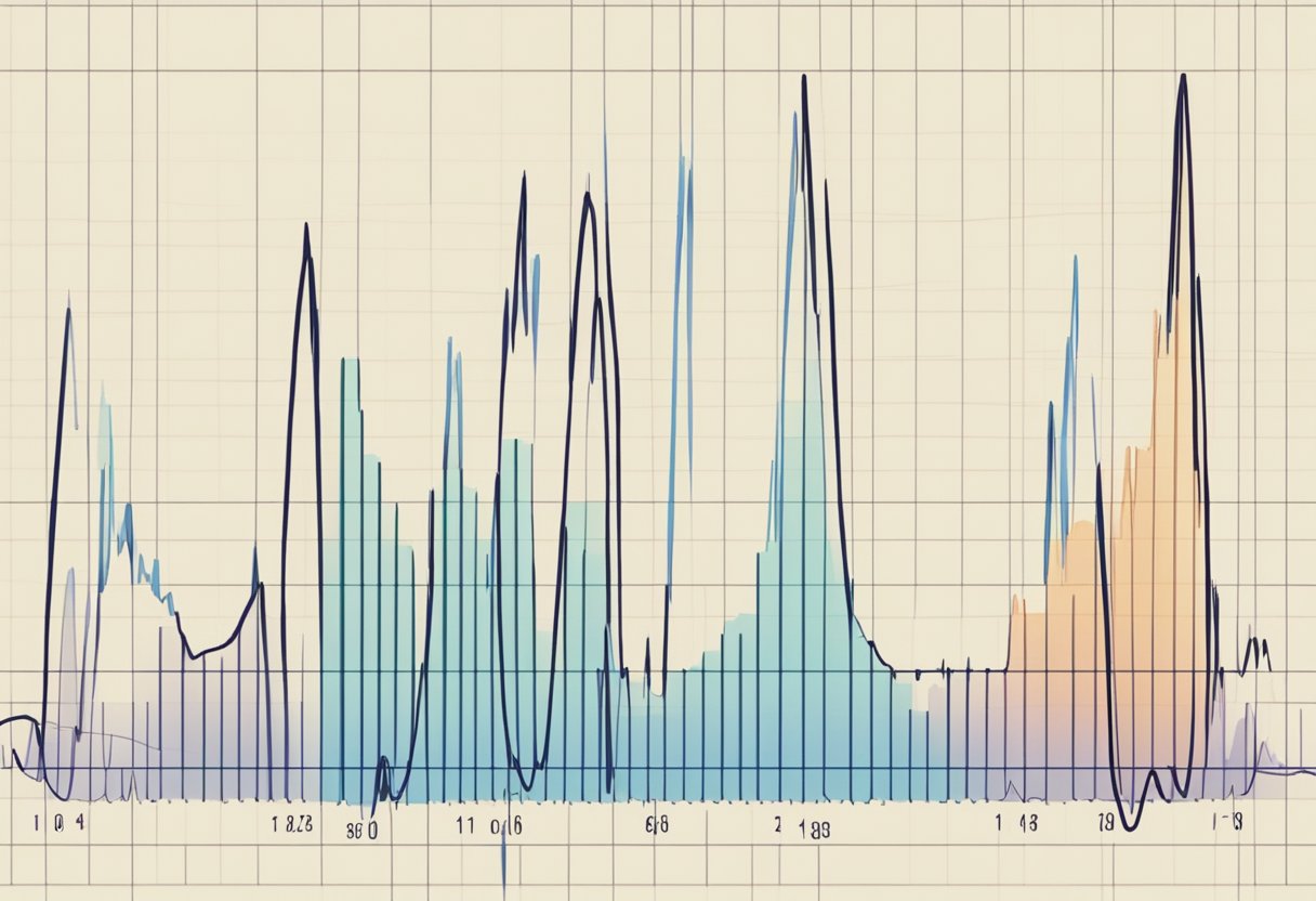 A heart monitor displaying fluctuating waves, with a graph showing systolic and diastolic levels