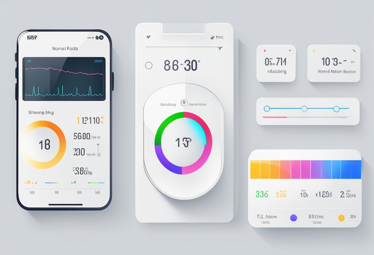 A heart rate monitor displays a steady, normal BPM reading