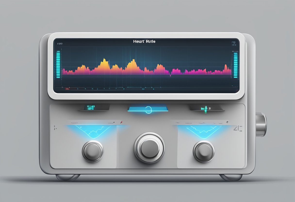 A heart rate monitor displaying target heart rate zone
