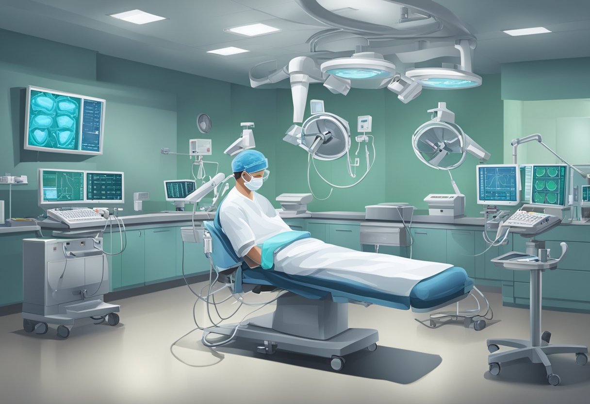 A cardiologist performing advanced cardiac procedures in a hospital operating room