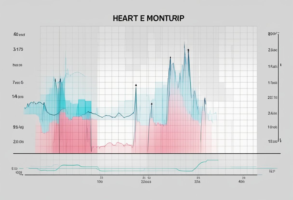 Heart rate monitor displaying fluctuating heart rate data. Graph showing variability and coefficient of variation