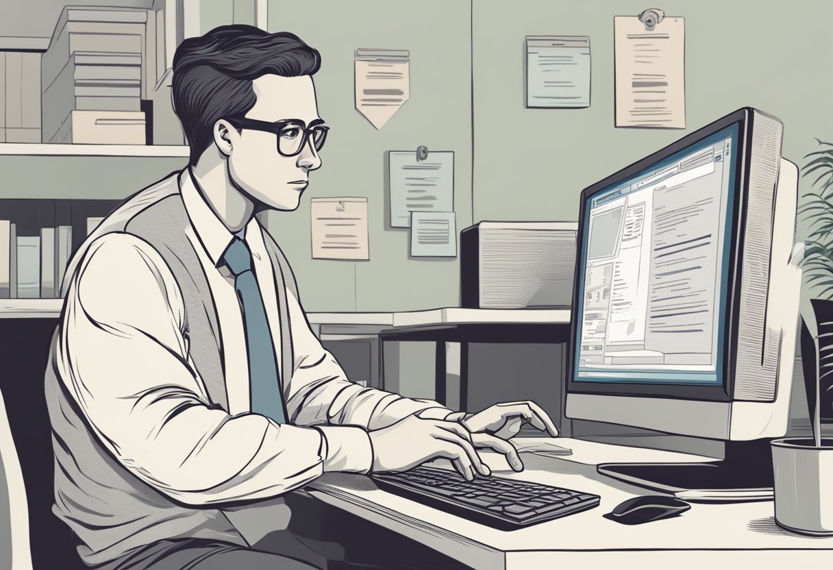 A person with a puzzled expression looking at a computer screen with the words "Frequently Asked Questions: can anemia cause a heart attack" displayed prominently