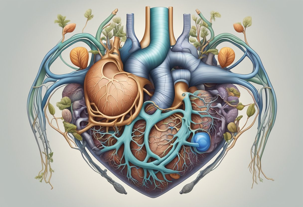 A fetal heart lies still, surrounded by intricate vessels and chambers, its development halted