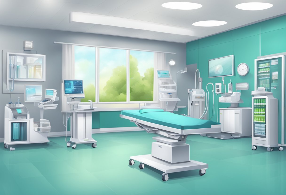 A modern heart care center with advanced medical equipment and a calming atmosphere