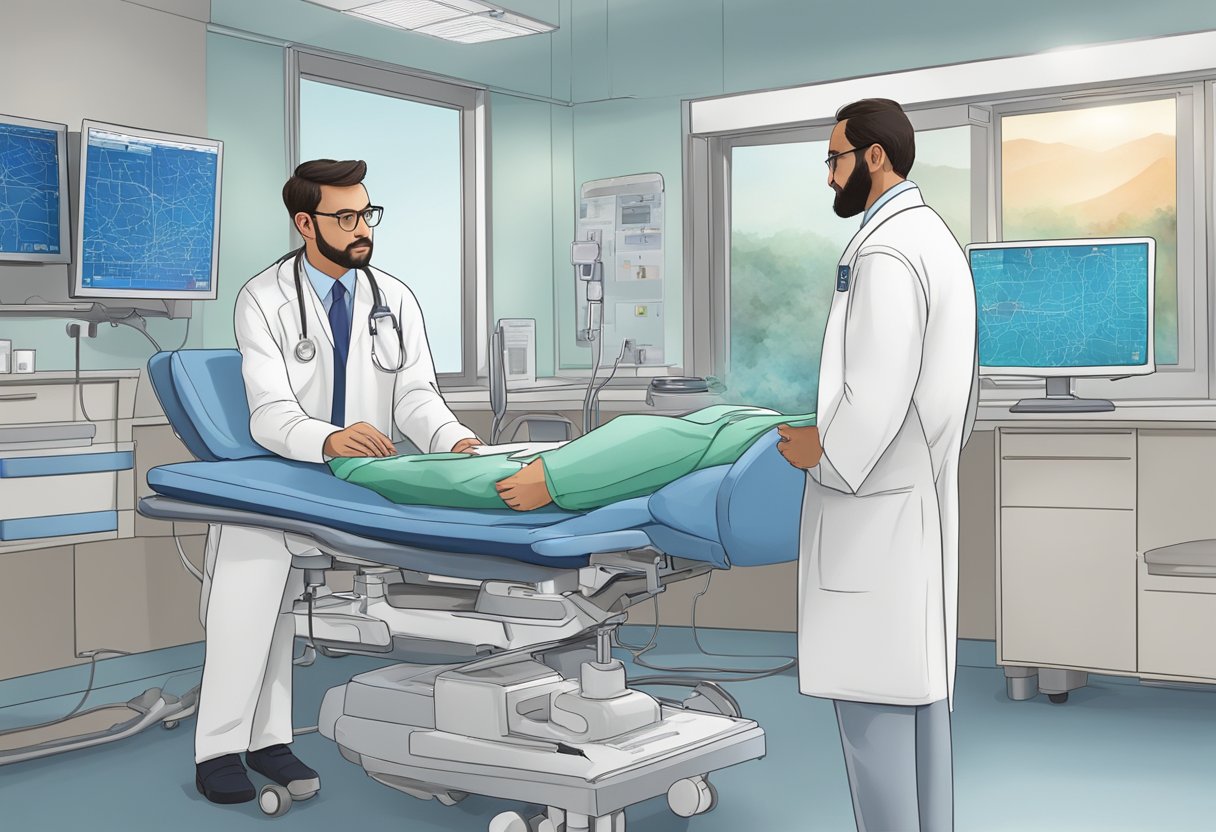 A consultant interventional cardiologist guides a patient through the healthcare system, mapping out their journey to recovery