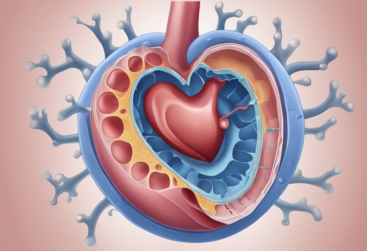 A heart valve with a leak, causing anemia