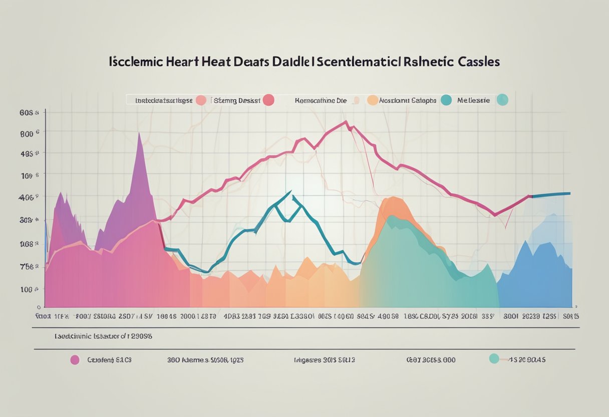 A graph showing rising trend of ischemic heart disease cases
