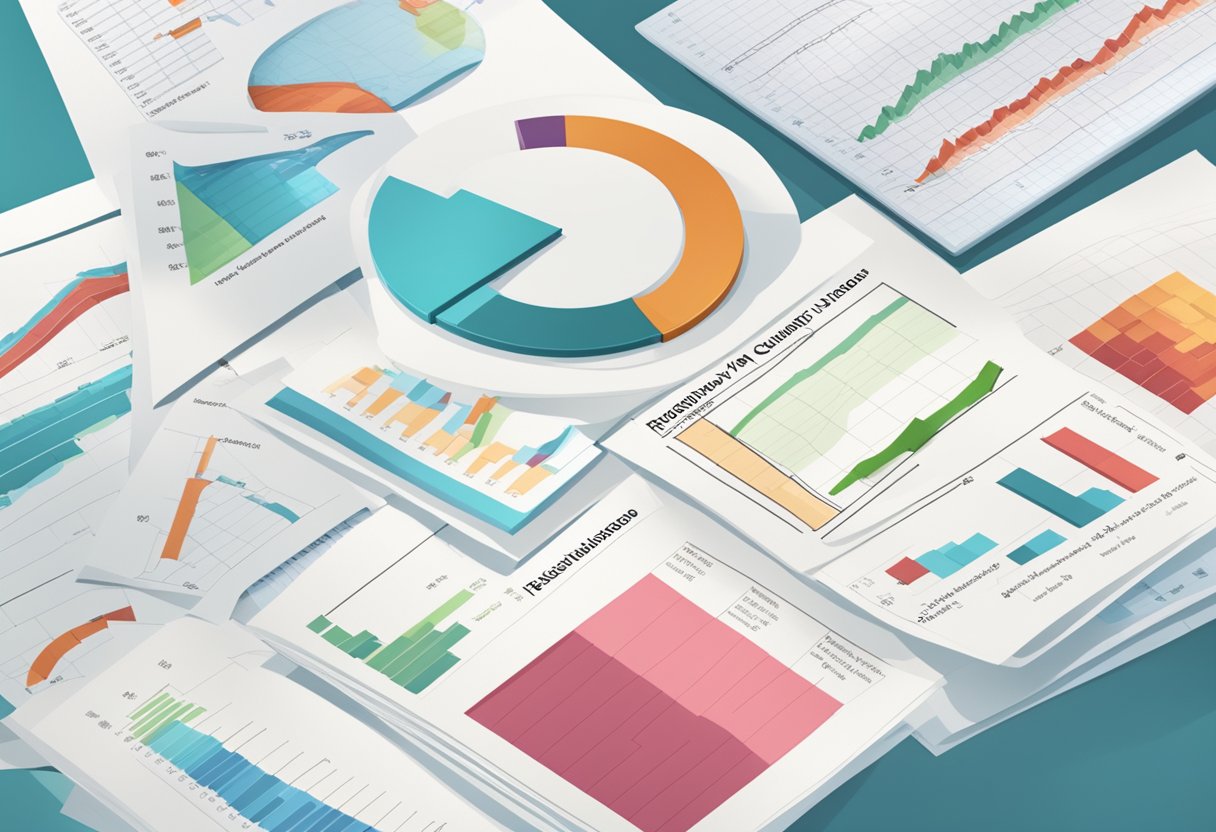A stack of papers with "Frequently Asked Questions" on top, surrounded by charts and graphs on ischemic heart disease statistics