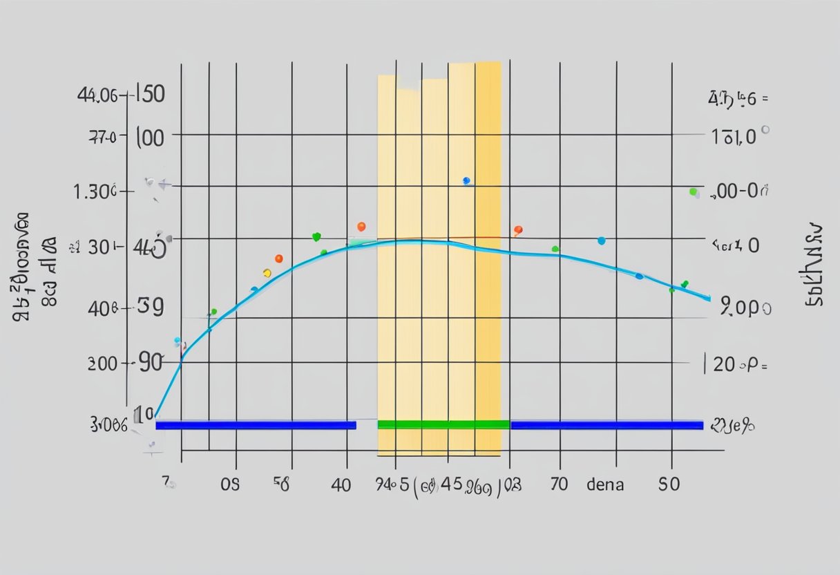 A graph showing the correlation between age and maximum exercise heart rate, with age on the x-axis and heart rate on the y-axis