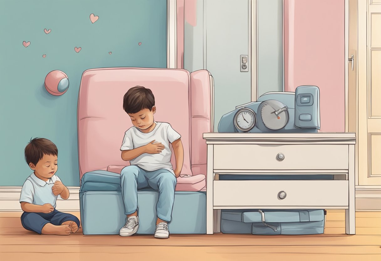 A child's chest rises and falls gently as their heart beats at a steady pace, indicating a resting heart rate