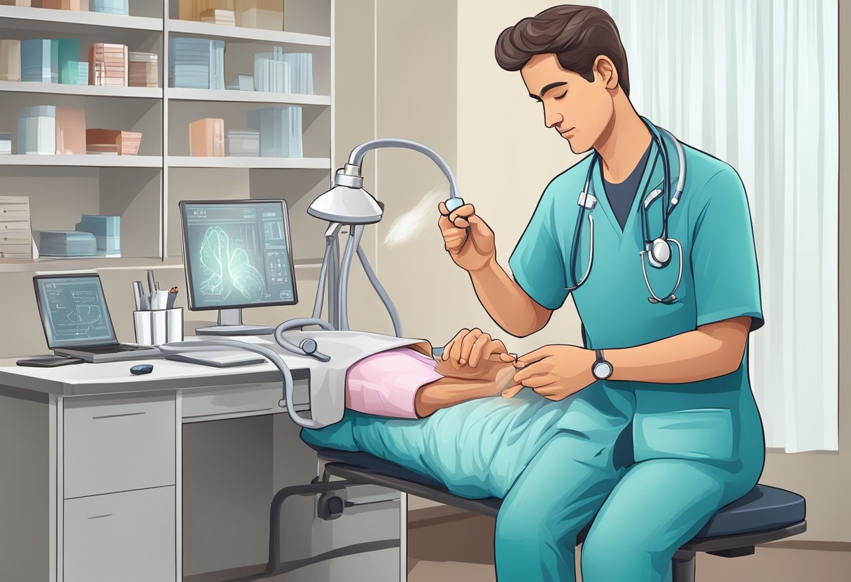 A doctor diagnosing and treating gastric issues causing heart pain