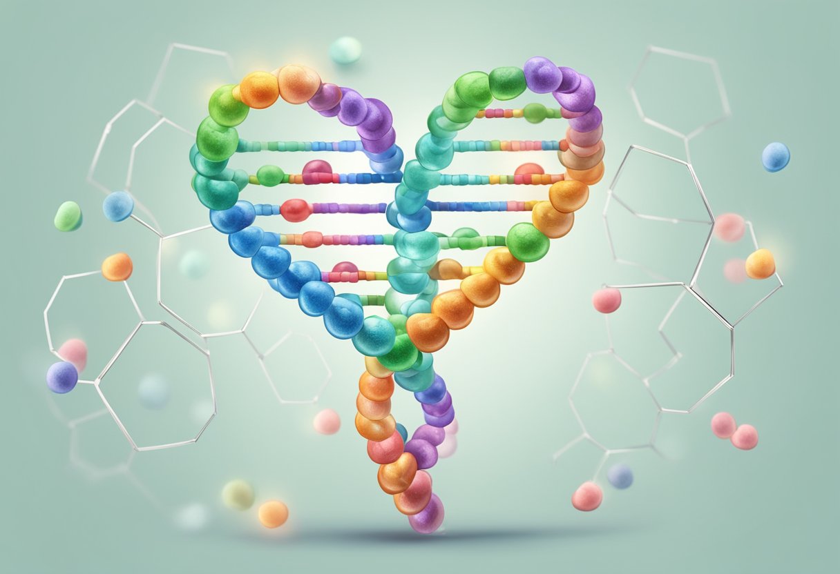 A heart-shaped DNA strand with disease markers