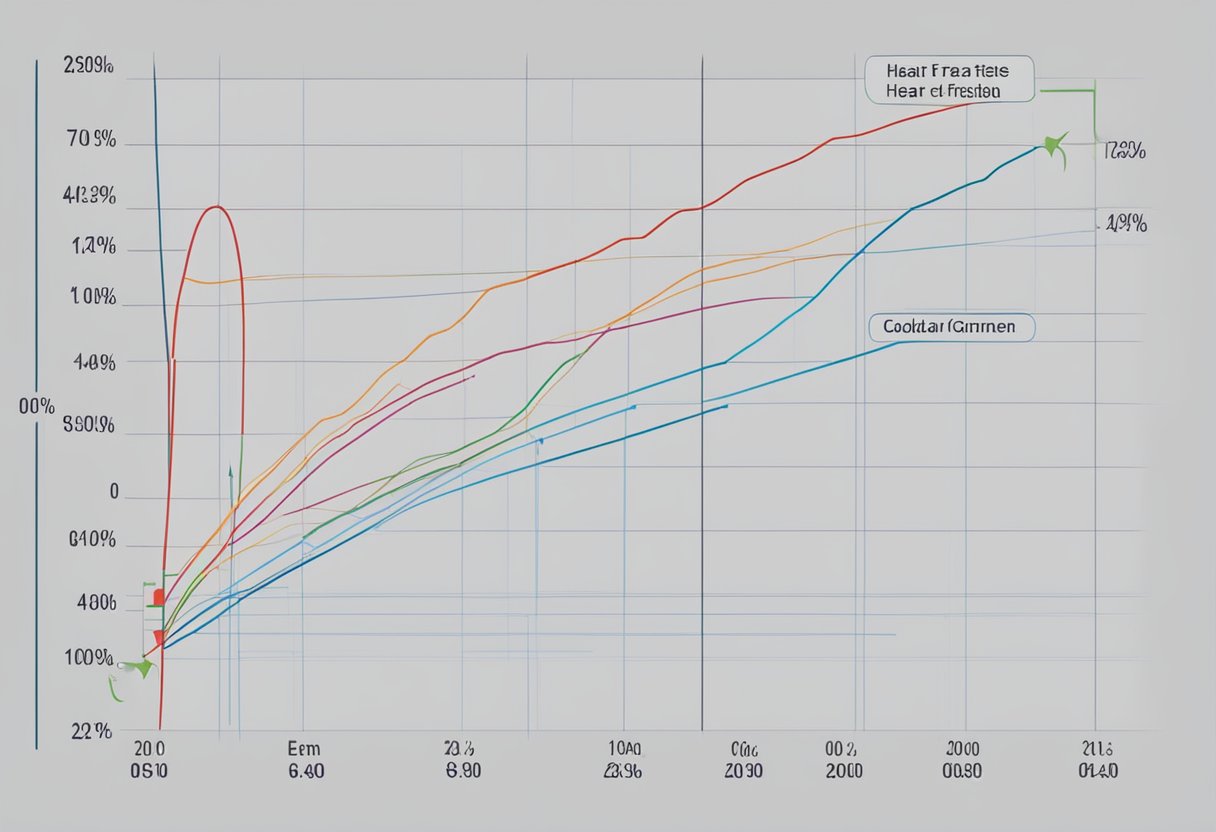 A graph comparing heart rates of male and female figures