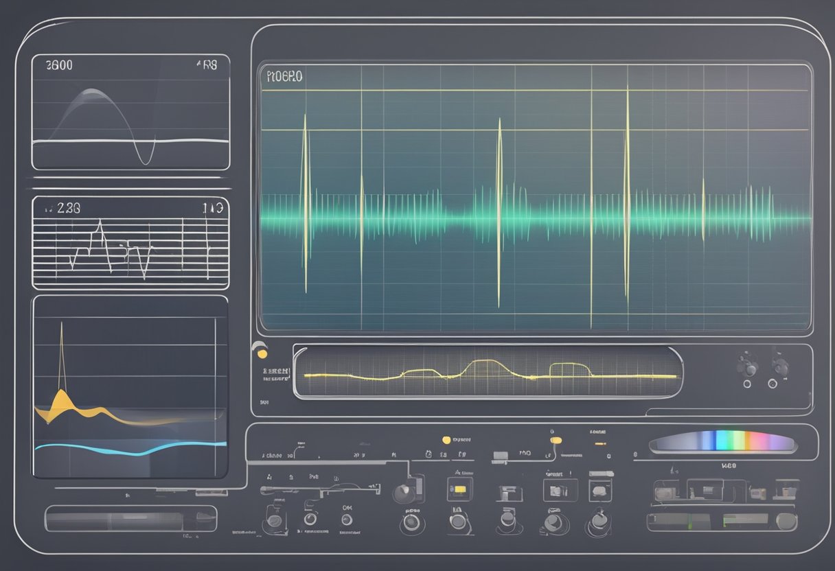 A doppler ultrasound machine measures fetal heart rate. The machine emits sound waves and detects their reflection to create an image of the heart