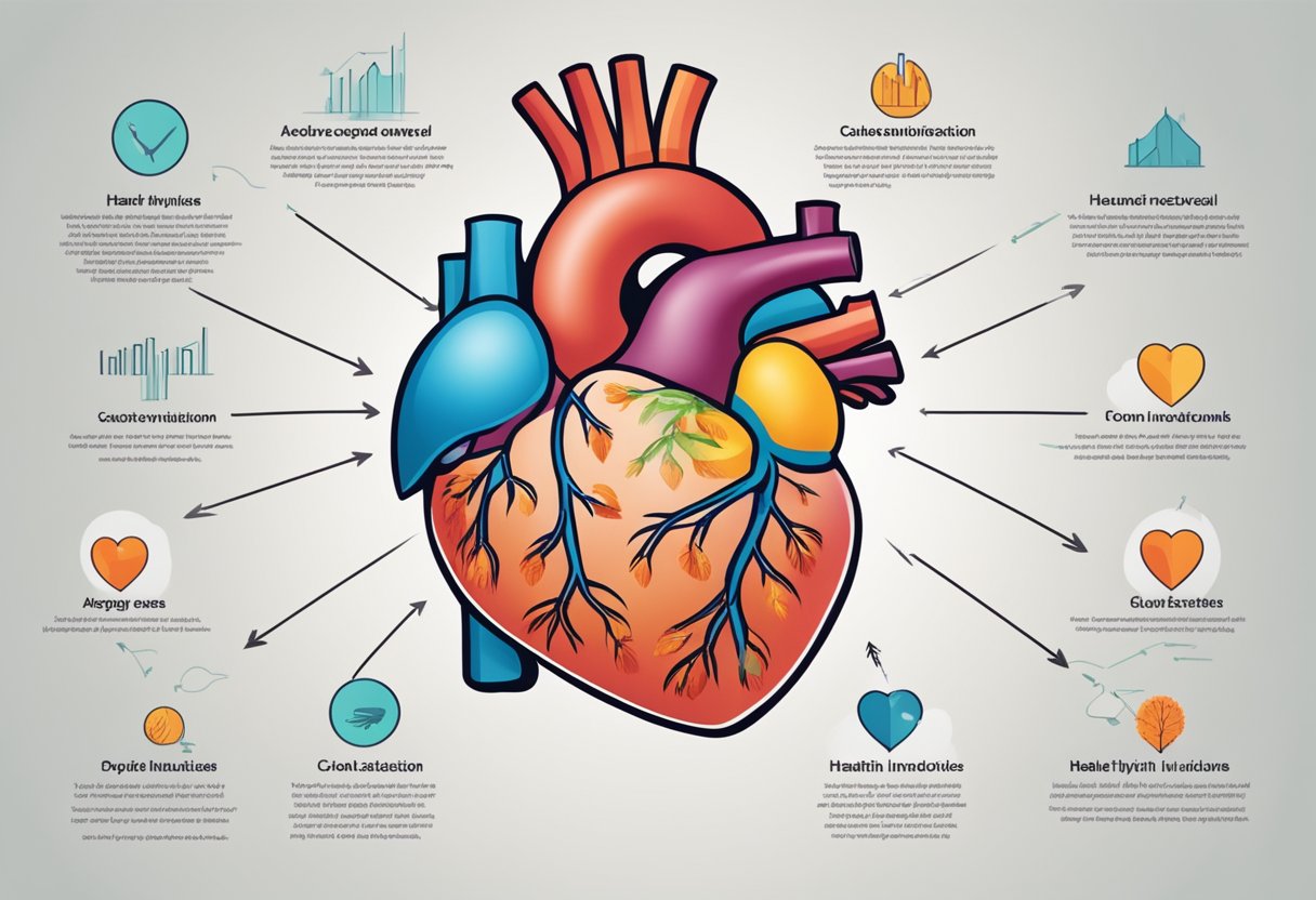A heart-shaped diagram with arrows pointing to potential causes of heart attacks in healthy individuals