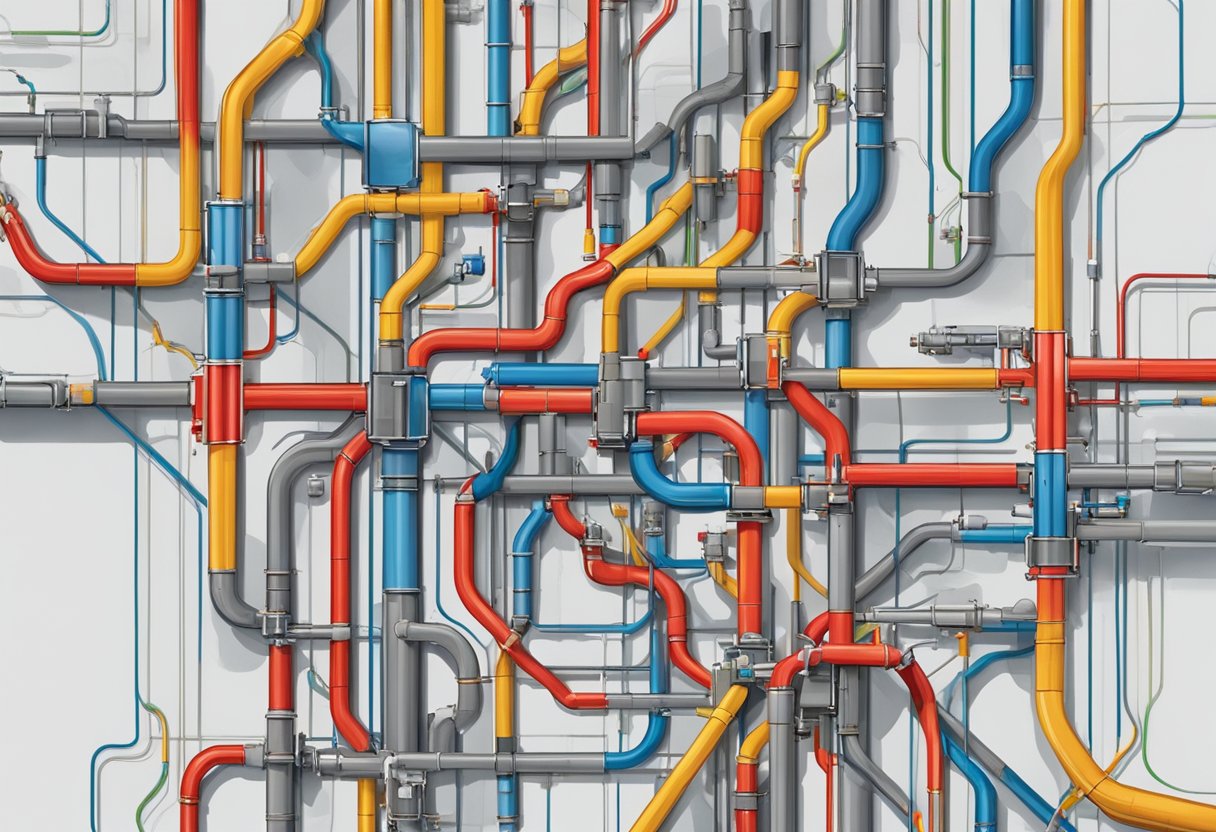 A network of tubes and pumps, resembling a complex system of interconnected highways and traffic signals, supporting the flow of blood throughout the body
