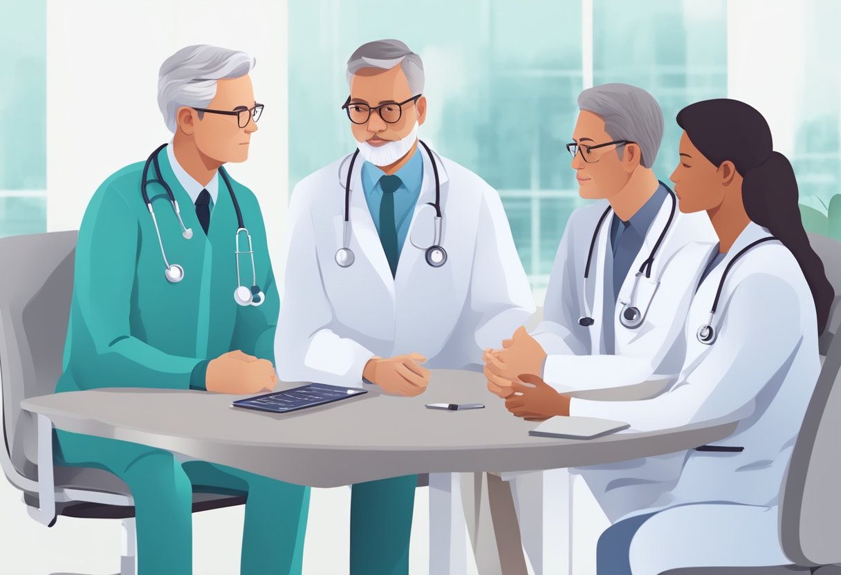 A group of heart center doctors discussing heart health