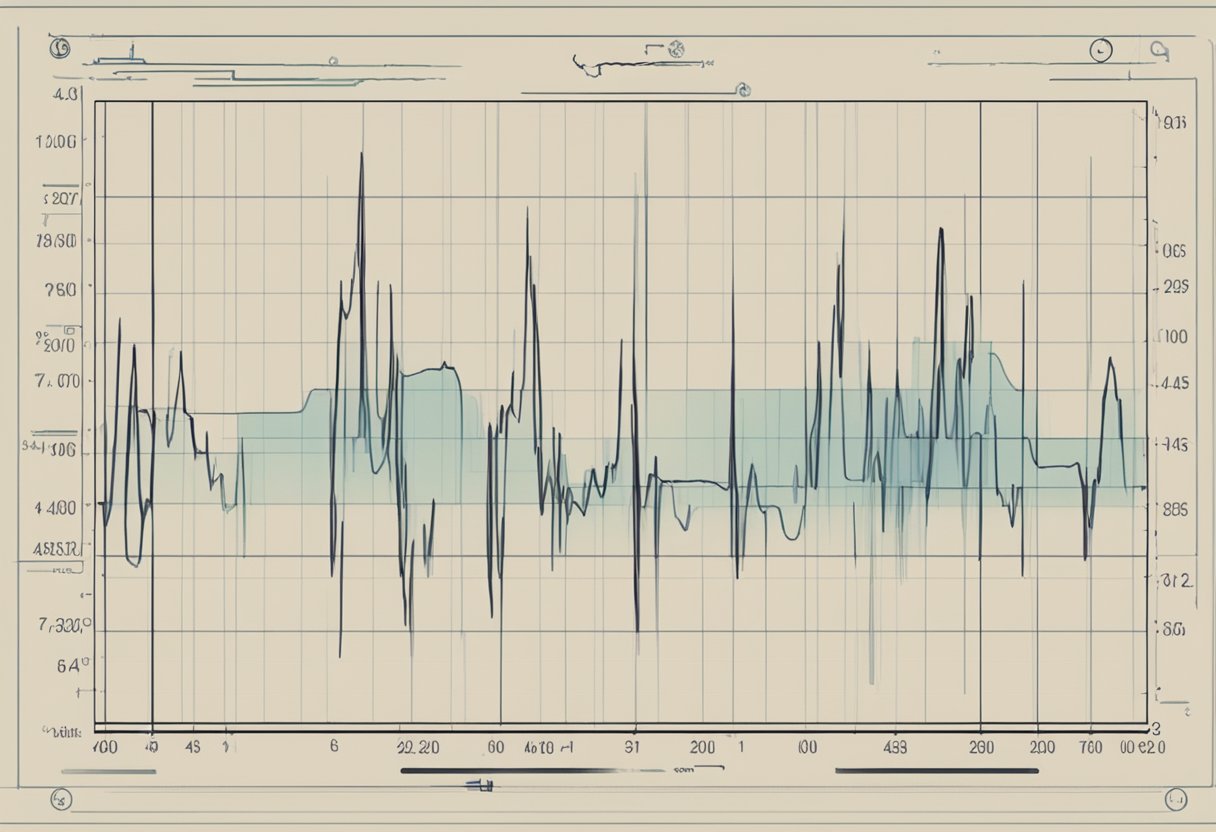 A heart monitor displays fluctuating systolic and diastolic readings, symbolizing heart failure