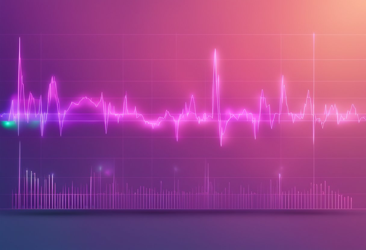 A heart rate monitor displays a steady, rhythmic pulse of 60 to 100 beats per minute