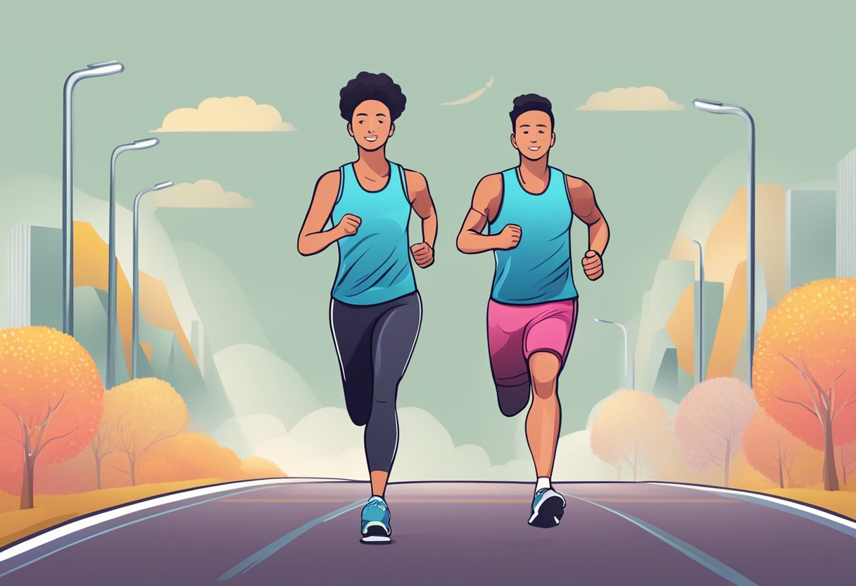 Aerobic exercise benefits heart health. Show a person jogging, with a strong, healthy heart symbol above them