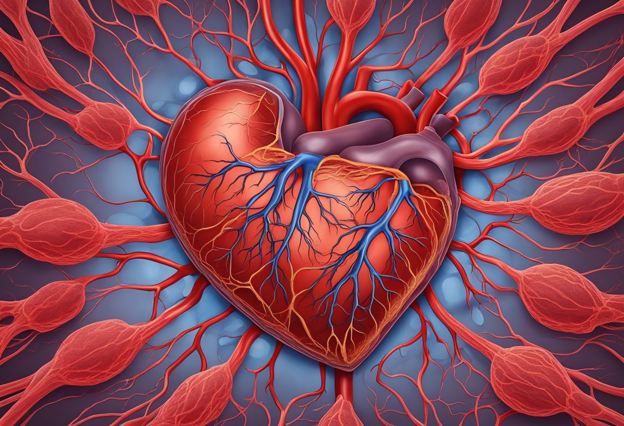 A blood clot forms in the heart's blood vessels, causing blockage and potential harm