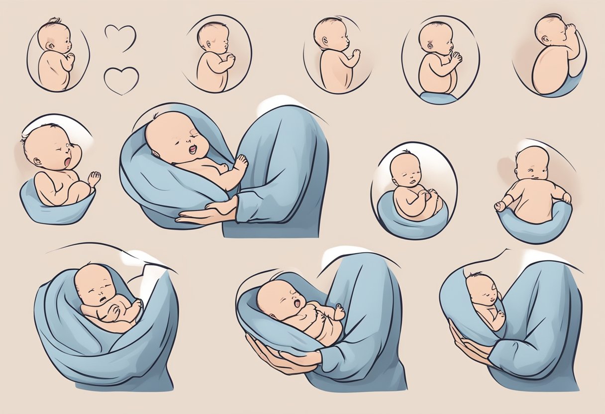 A newborn baby's chest rises and falls rhythmically as their heart beats steadily at a normal infant heart rate