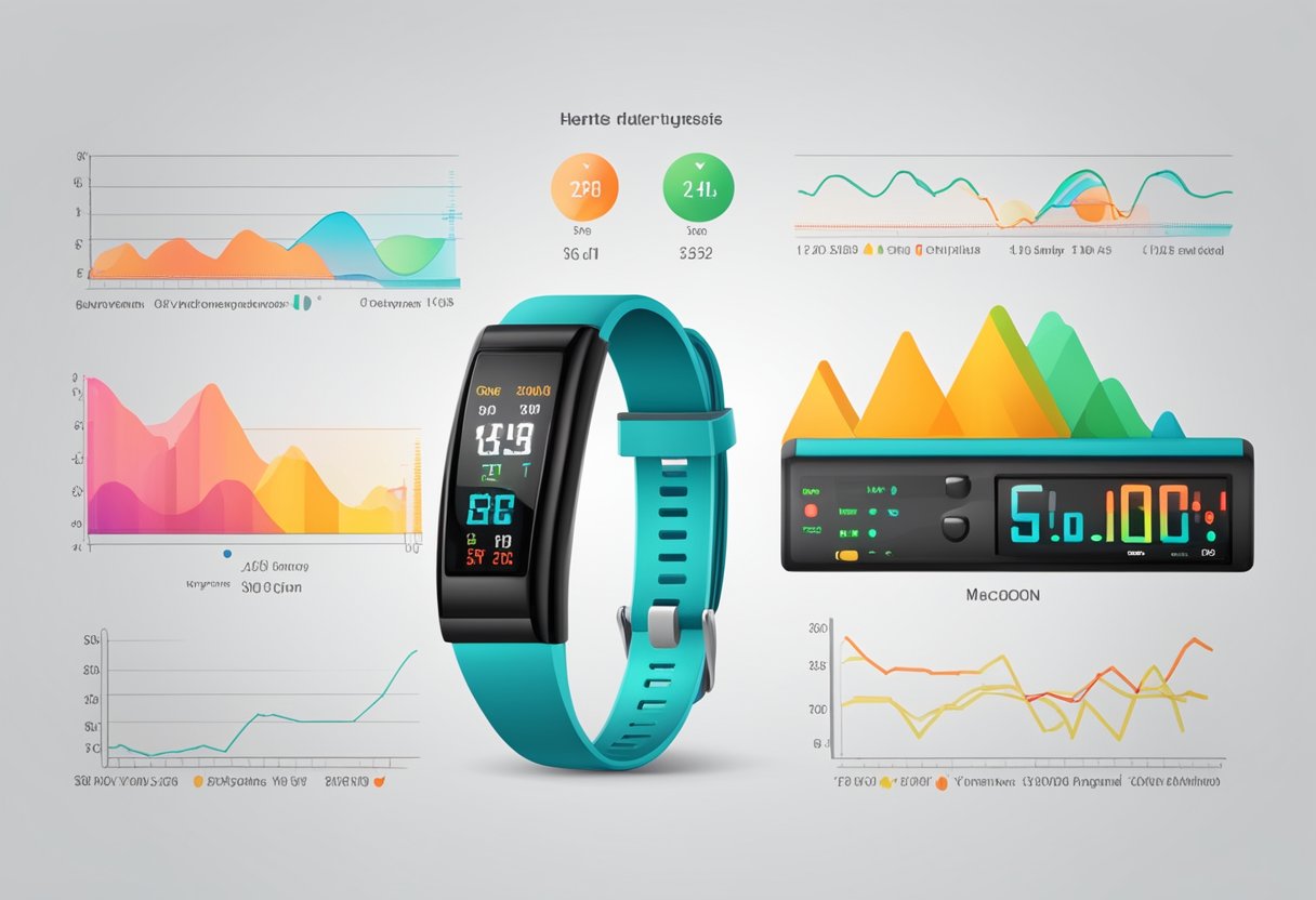 A heart rate monitor displays different metrics for various age groups
