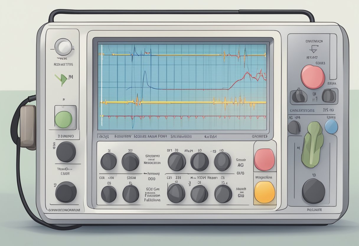 An ECG machine displaying abnormal heart rhythms indicative of congestive heart failure
