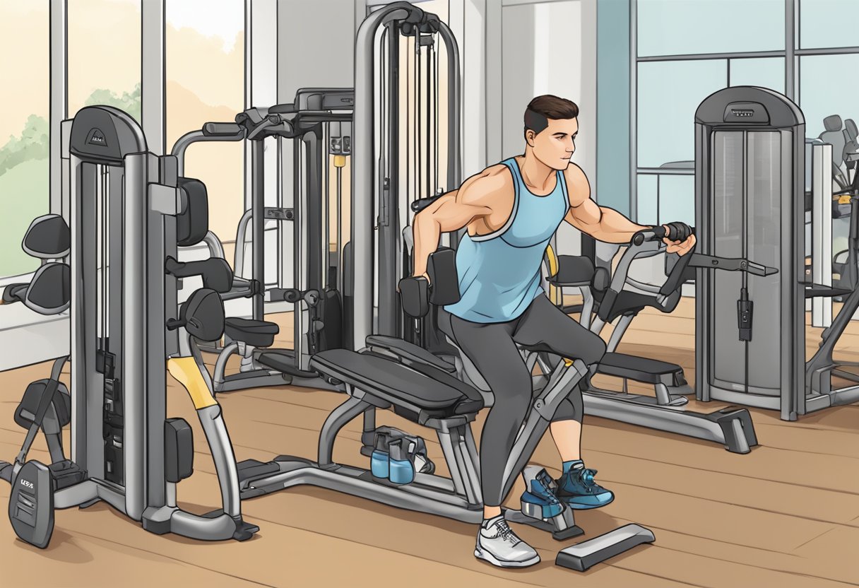 A person follows a structured exercise routine post-heart attack, with a mix of cardio and strength training equipment