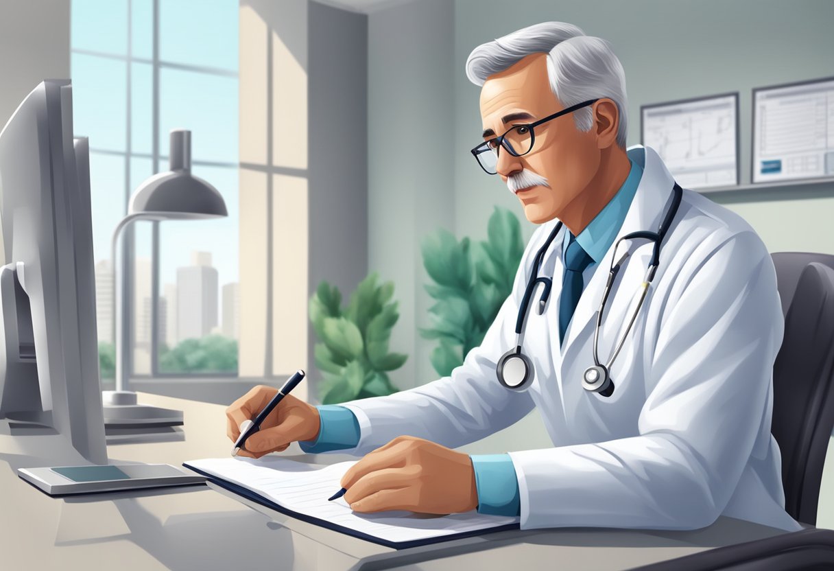 A cardiologist answering common questions in a hospital office
