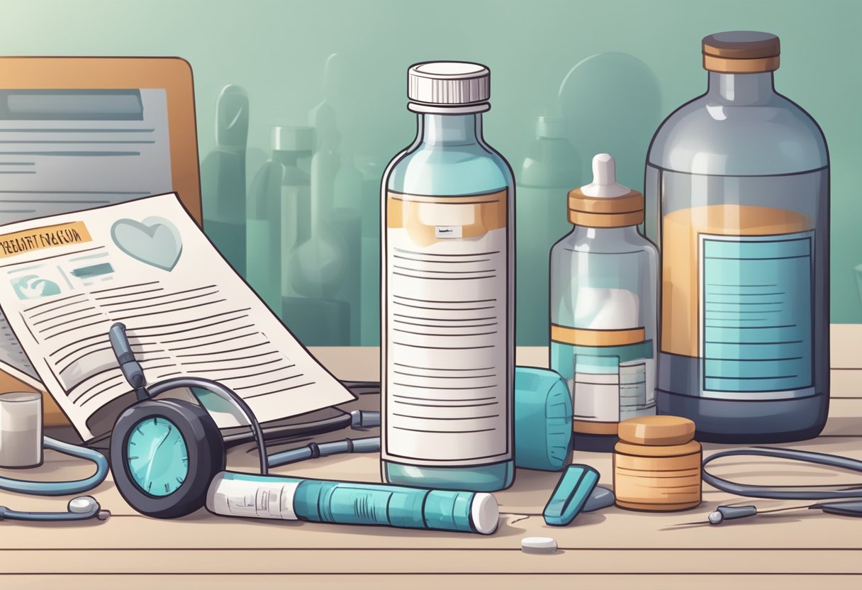 A bottle of heart rate medication with a label of "Frequently Asked Questions" surrounded by medical equipment and a calm, serene atmosphere