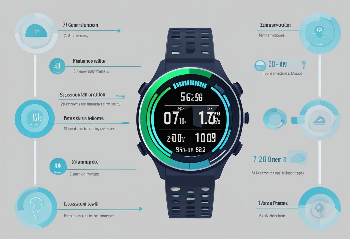 A runner's heart rate monitor displaying different zones, with corresponding intensity levels and their significance in improving performance