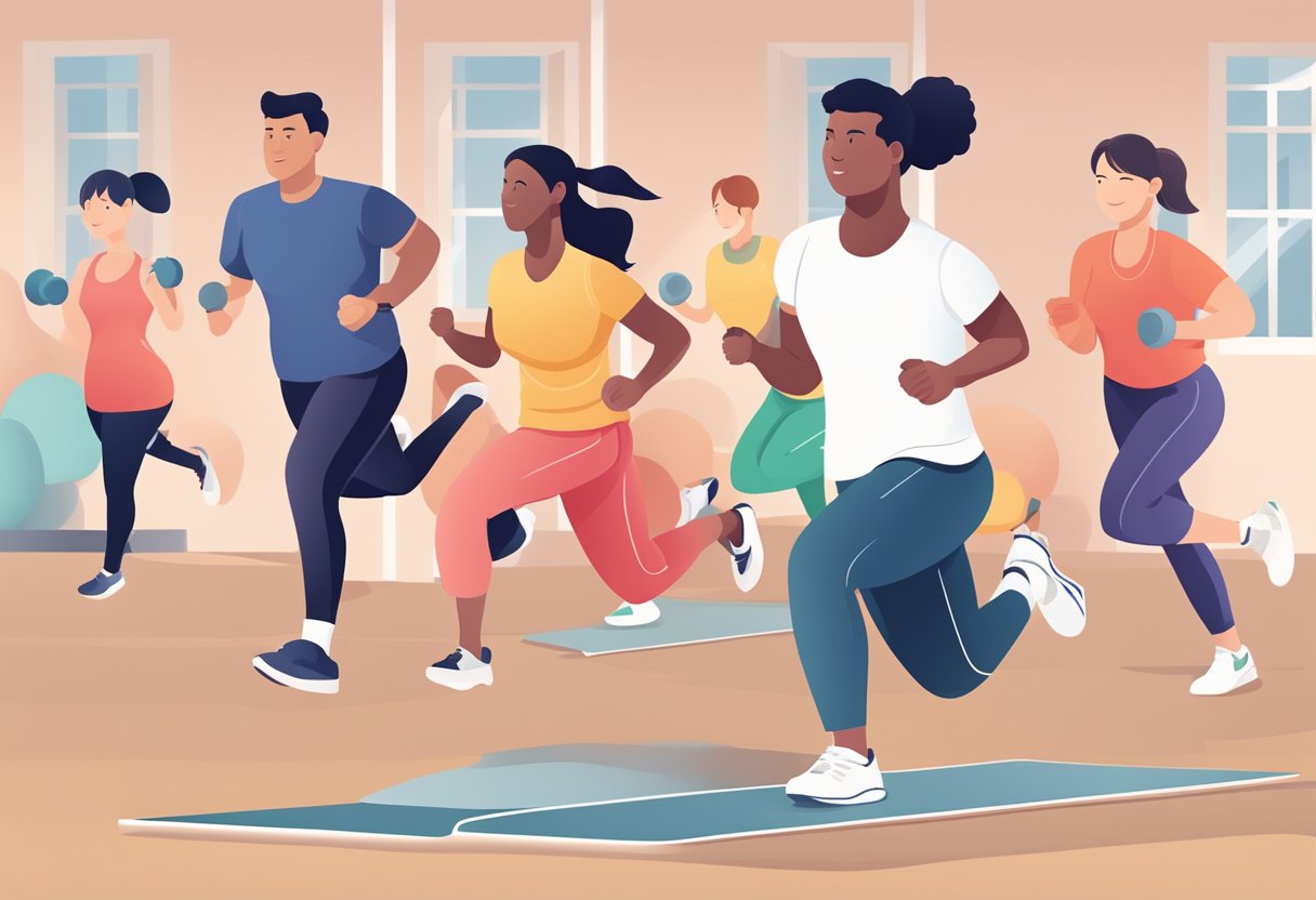 People exercising, heart rate increasing, blood flowing, arteries widening, reducing plaque buildup, lowering risk of heart disease