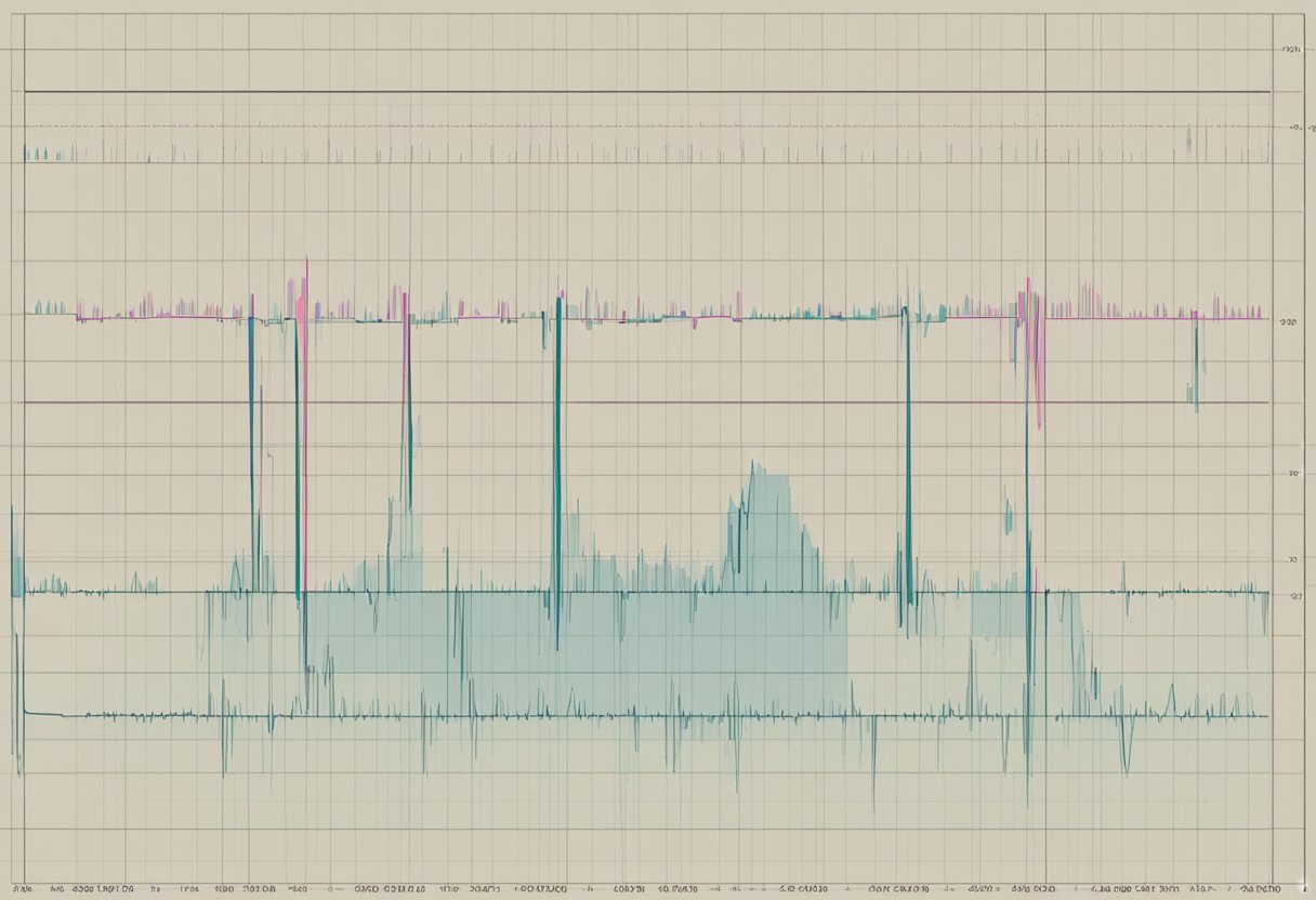 A heart rate monitor displaying a consistent and regular rhythm, with the numbers indicating a normal heart rate of 60-100 beats per minute