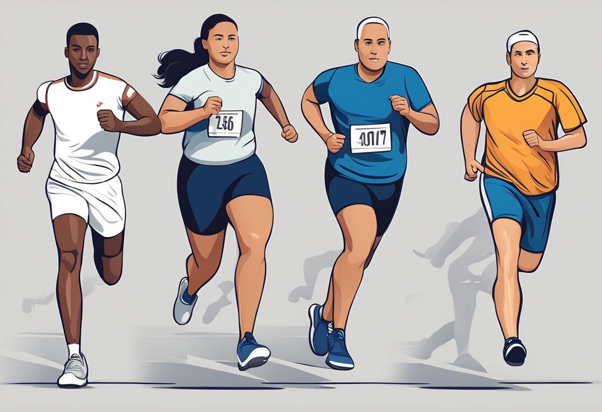 Physical activity reduces heart disease. Show people exercising, like running or biking, with a healthy heart symbol in the background