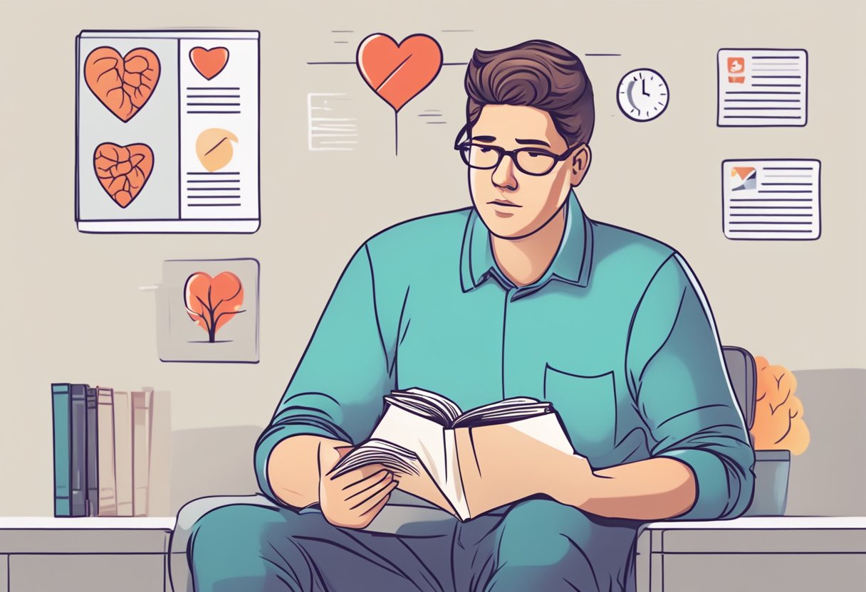 A person reading FAQ signs about stroke and heart attack