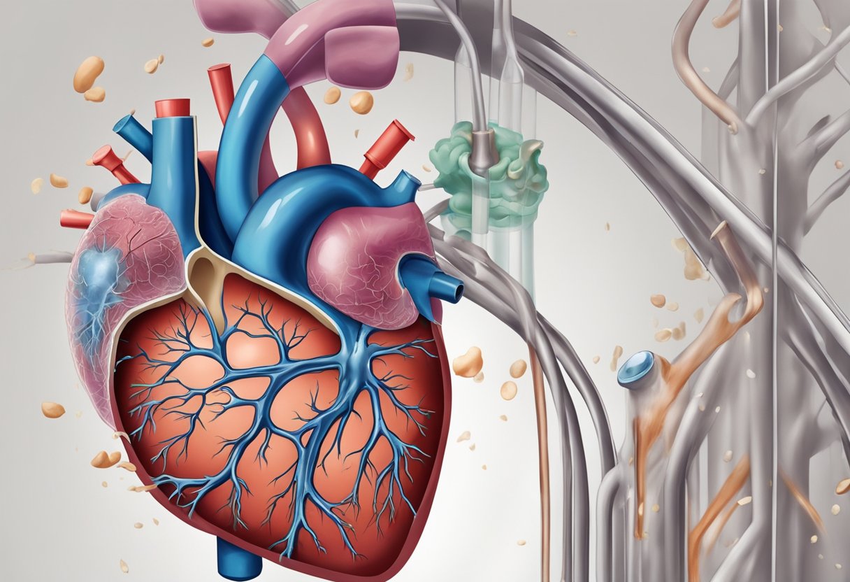 A damaged heart struggles to pump blood, causing fluid buildup in the lungs and extremities