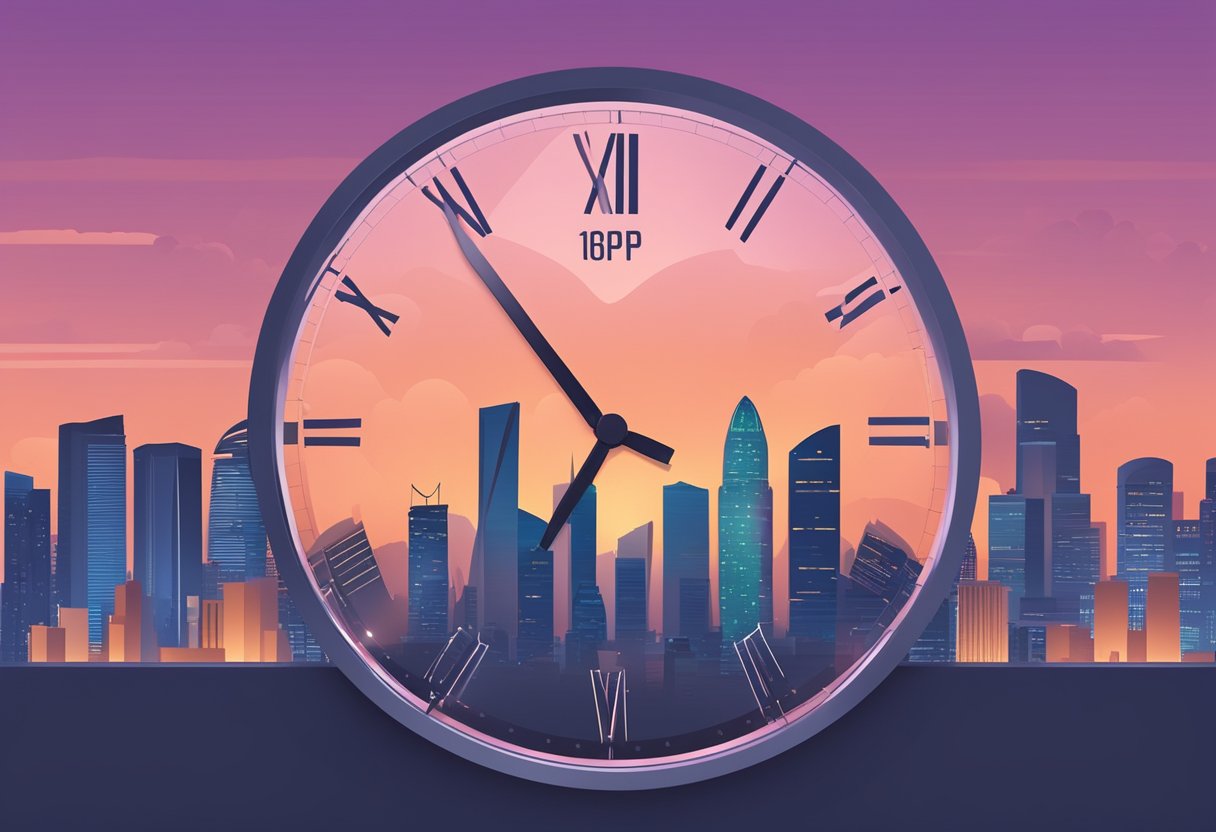 A digital clock displaying a resting heart rate of 60 bpm, set against the backdrop of the Singapore skyline at dusk