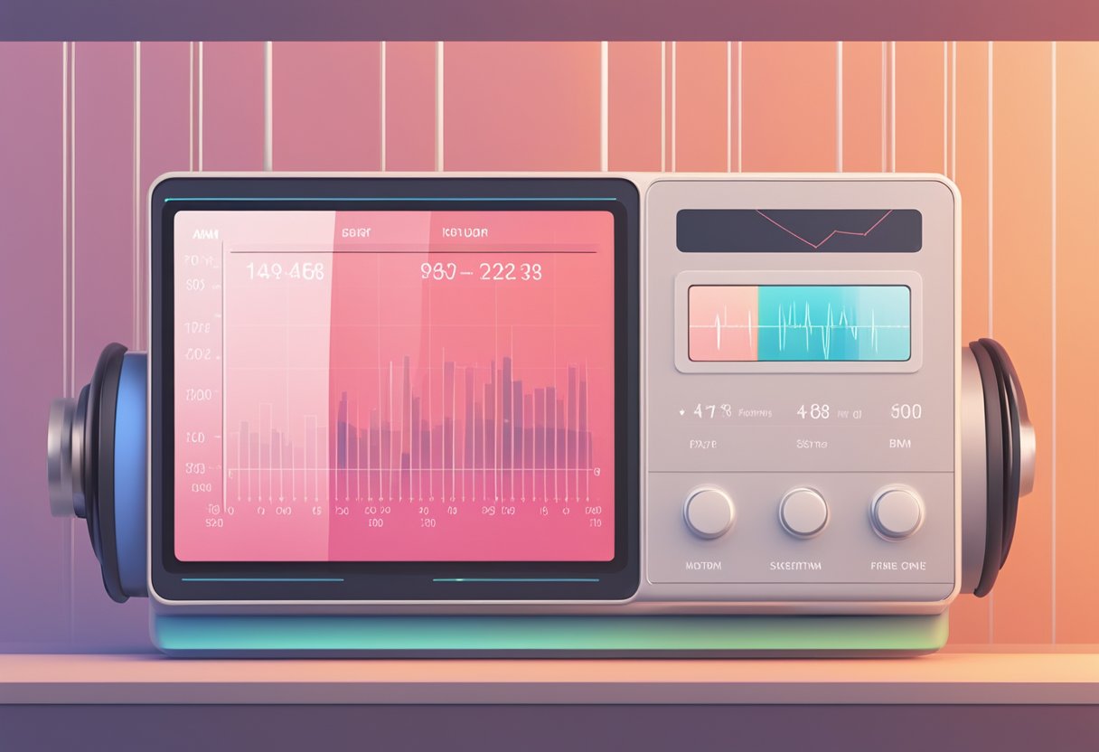 A heart rate monitor displays a resting heart rate of 60 bpm against a backdrop of a tranquil, serene setting
