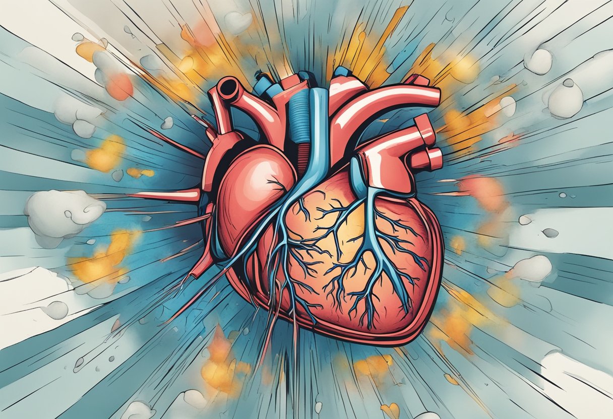 A heart bursting from pressure, causing sudden death