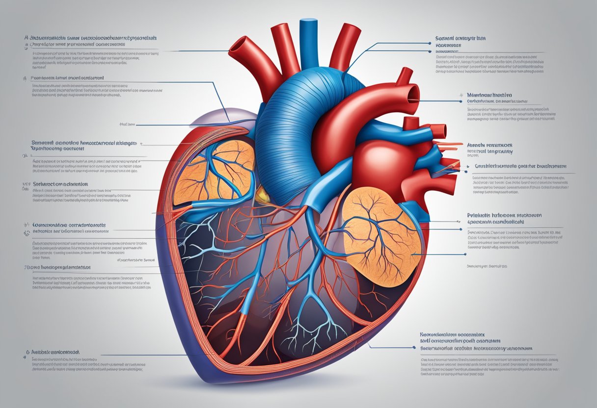 A detailed illustration of the heart and vascular system, showcasing their interconnectedness and the conditions that affect them