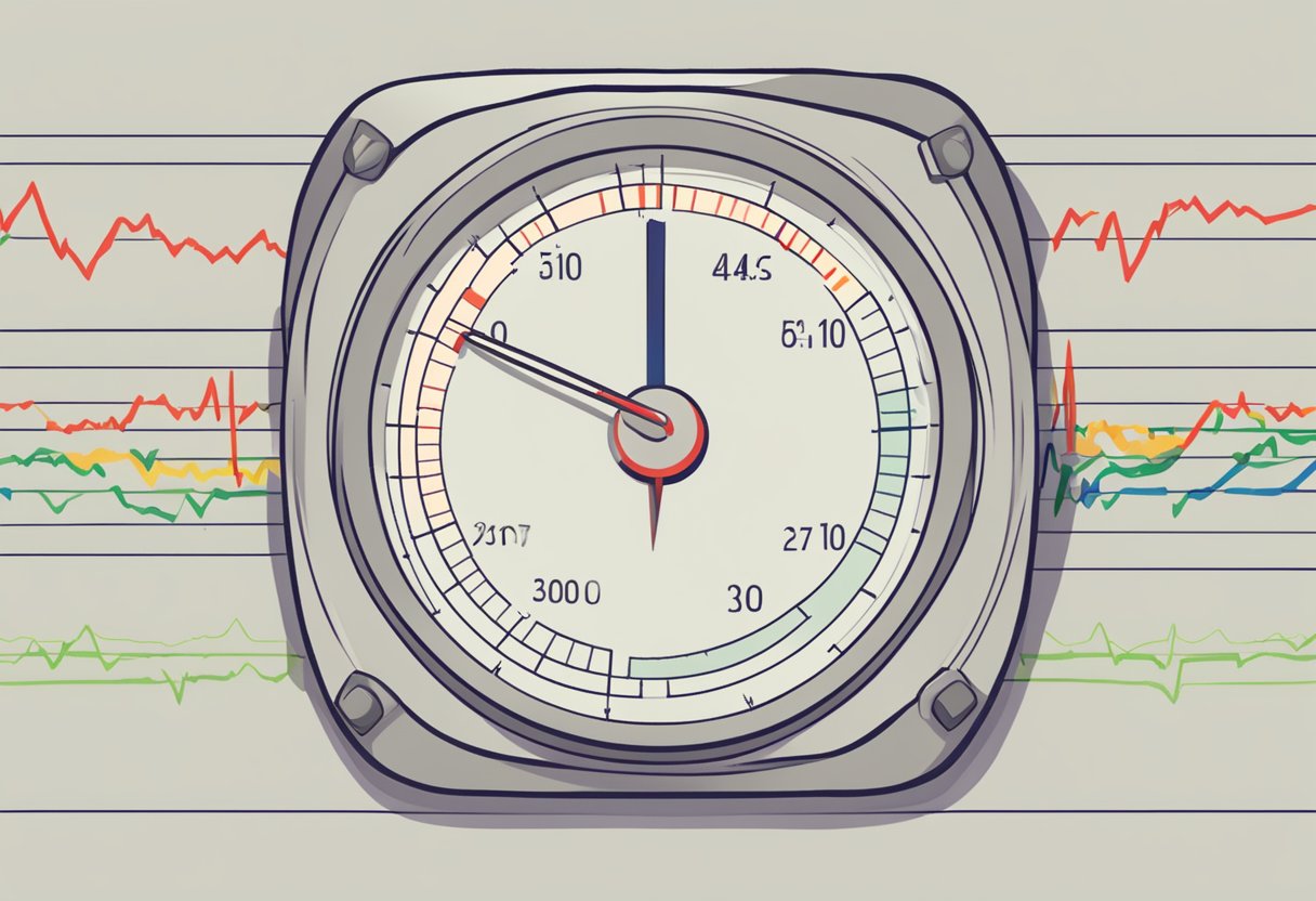 An adult male's heart rate monitor beeping steadily